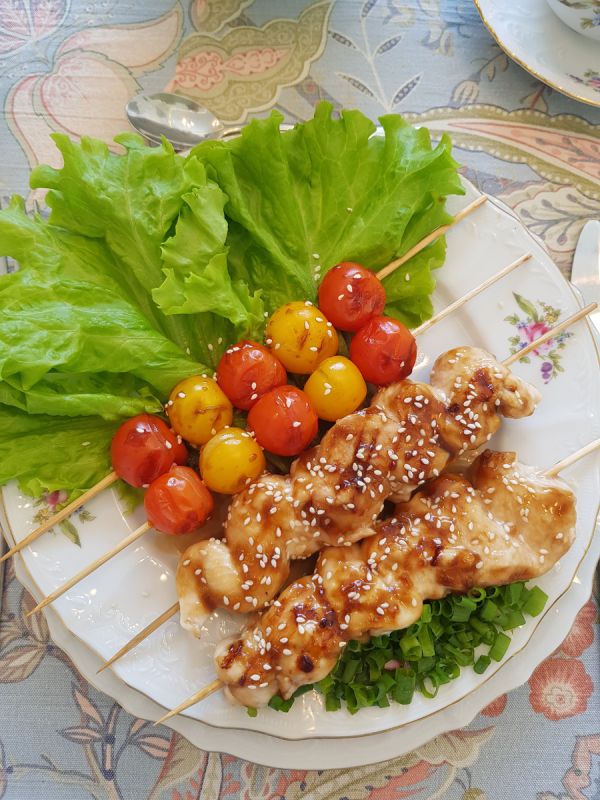 Неповторимое лакомство: Якитори с куриным филе и помидорами черри