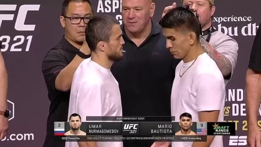 Умар Нурмагомедов и Баутиста провели первую битву взглядов перед UFC 321