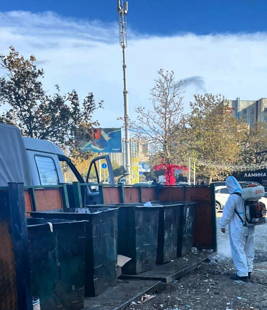 Плановая дезинфекция контейнерных площадок в Махачкале Плановая дезинфекция контейнерных площадок в Махачкале