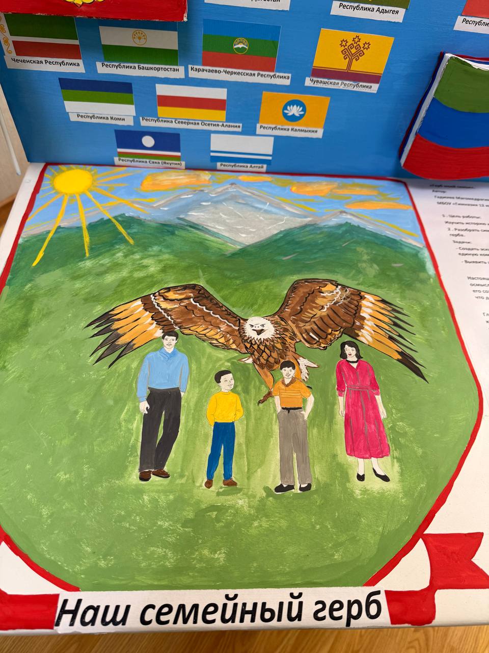 Работа, представленная на конкурс, приуроченный ко Дню единства народов России, по созданию уникального семейного флага и герба Работа, представленная на конкурс, приуроченный ко Дню единства народов России, по созданию уникального семейного флага и герба