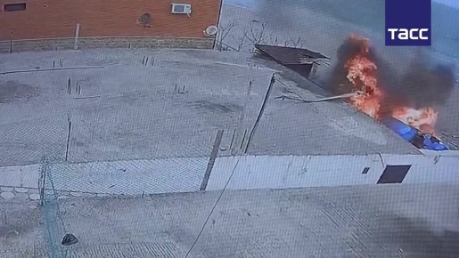 Кадры крушения вертолета в Дагестане