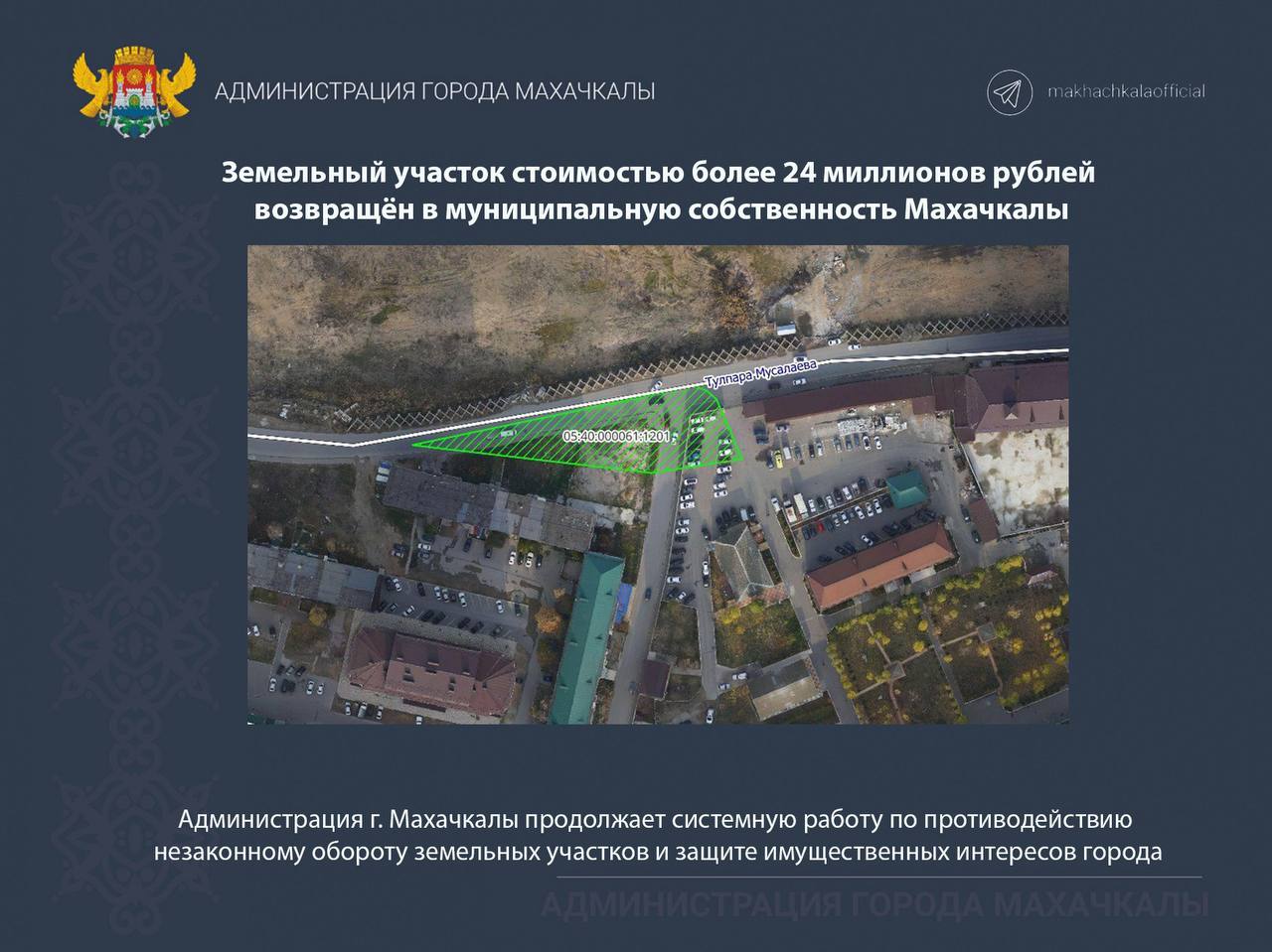 Земельный участок стоимостью более 24 миллионов рублей возвращён в муниципальную собственность Махачкалы