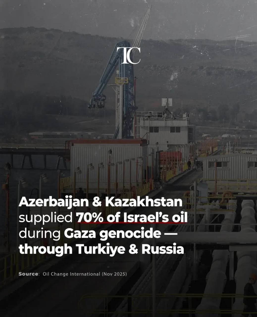 В отчёте Oil Change International за 2025 год раскрывается, какие страны поставляли нефть, питавшую военную машину Израиля во время войны в Газе