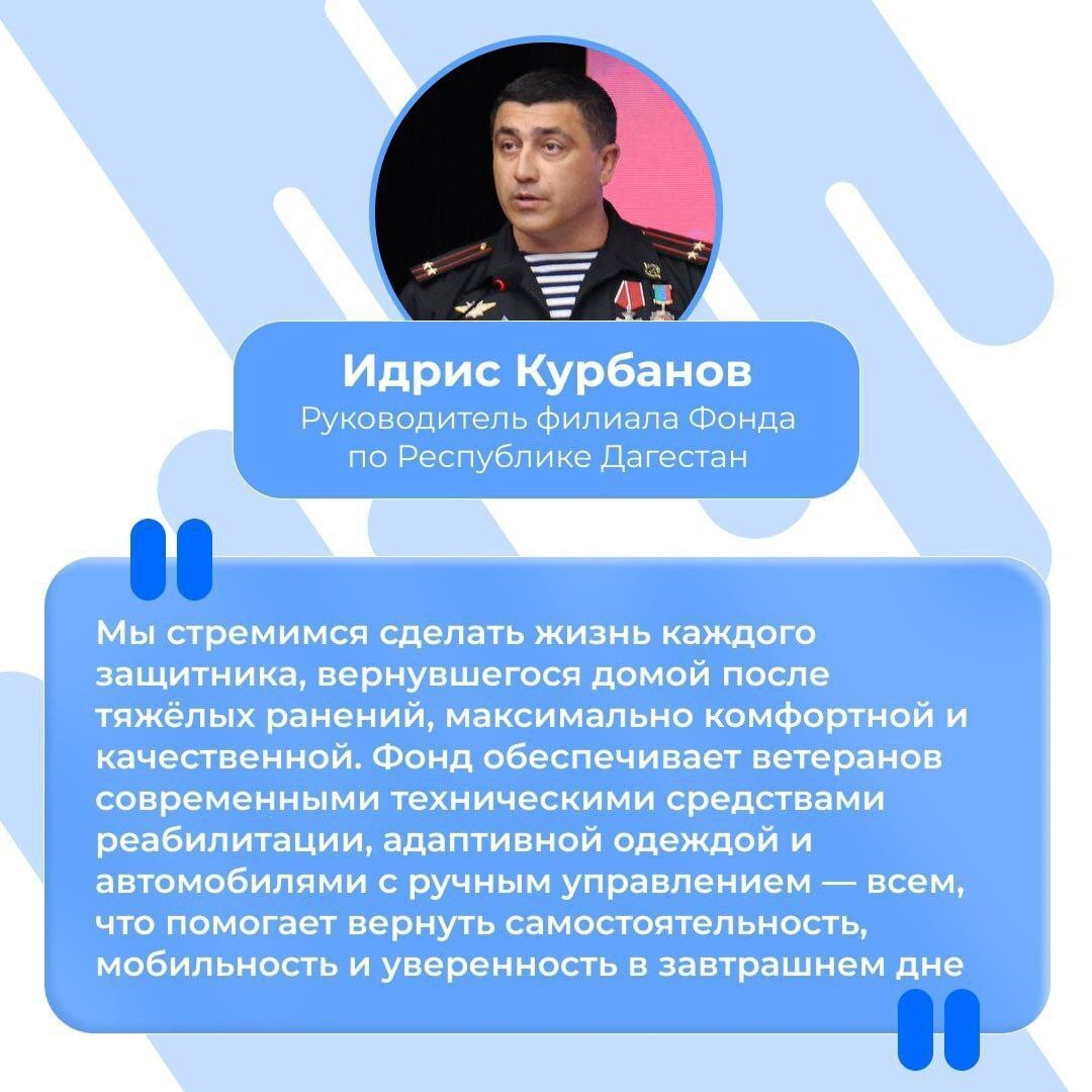 Фонд «Защитники Отечества» расширяет поддержку демобилизованных участников СВО в Дагестан Фонд «Защитники Отечества» расширяет поддержку демобилизованных участников СВО в Дагестан