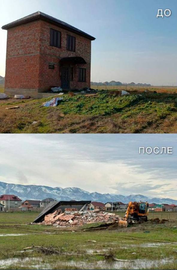 Незаконно возведённое двухэтажное строение снесли на муниципальной земле в Махачкале, в селе Красноармейское