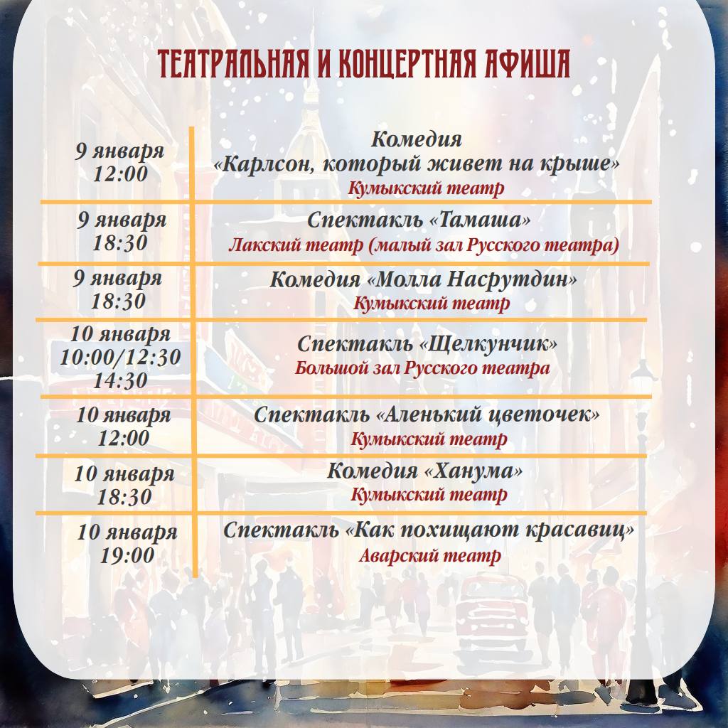 Учреждения культуры Дагестана подготовили множество увлекательных мероприятий в новогодние праздники Учреждения культуры Дагестана подготовили множество увлекательных мероприятий в новогодние праздники