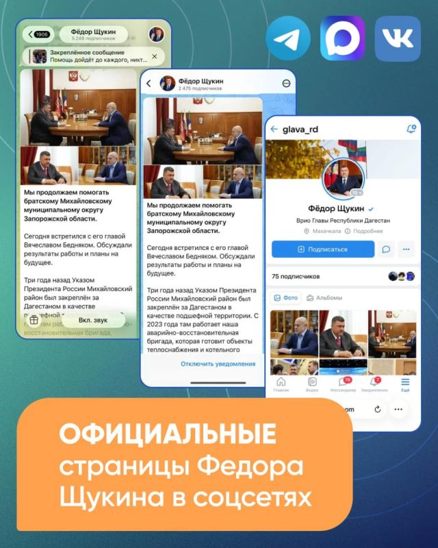 Официальные страницы Федора Щукина в соцсетях