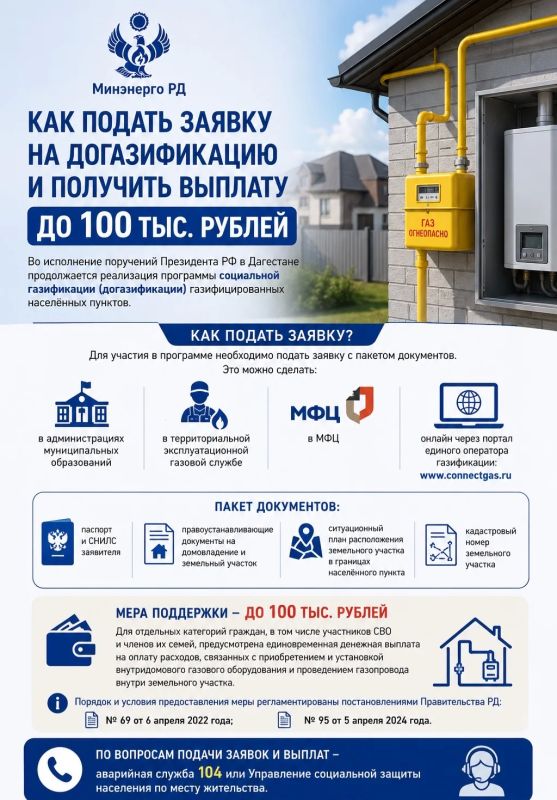 Как подать заявку на догазификацию и получить выплату до 100 тыс