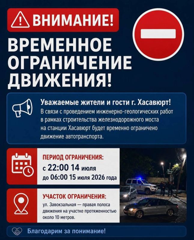 Временное ограничение движения!