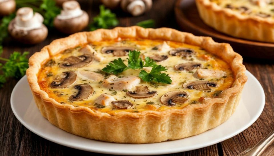 Киш с курицей и грибами